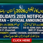 Eid Holidays 2026 Notification Pakistan